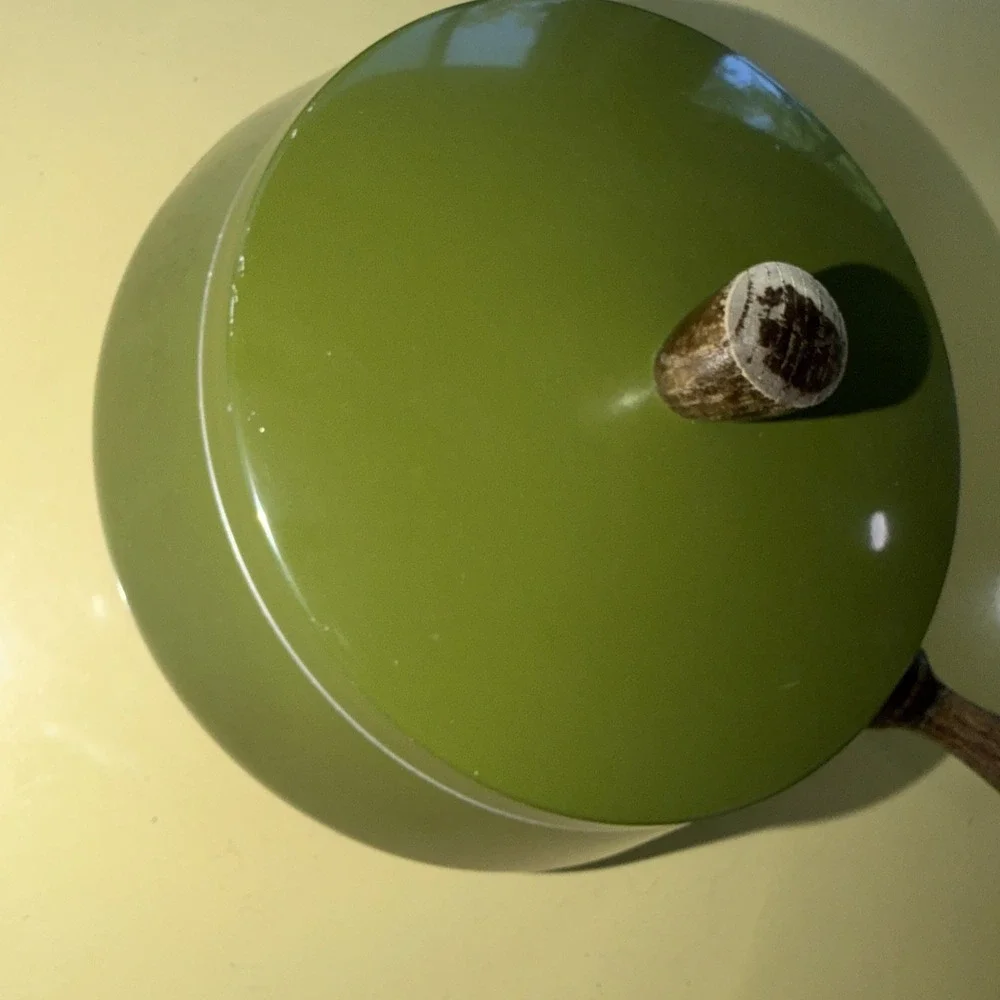 Vintage 1970s MCM Green Fondue Pot Avocado Green